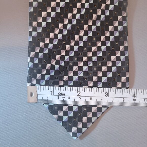 Croft & Barrow 100% Silk Geometric Tie – Blue, Navy, Gray & Black Checkered - Picture 8 of 8
